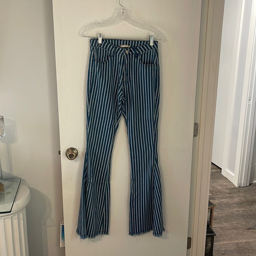 Altar’d State Striped Bellbottom Jeans